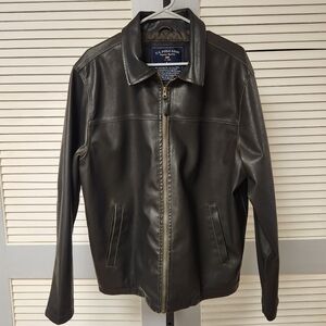 VTG U.S. Polo Assn. Faux Leather Coat, Dark Brown, Size Large L